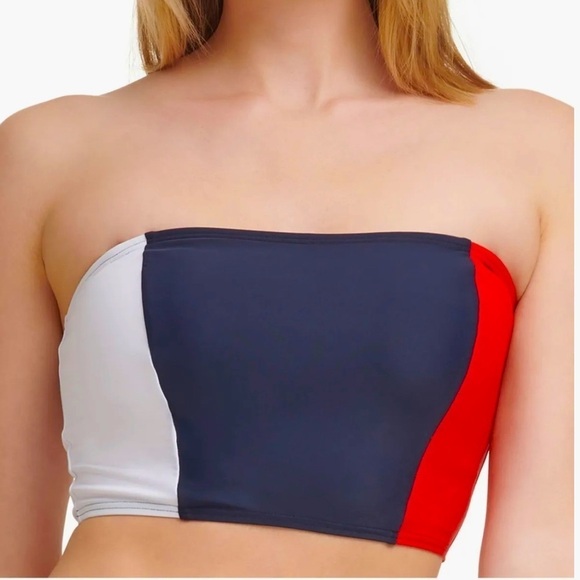 TOMMY HILFIGER Women's Navy Stretch Removable Cups Lined Swimsuit Top blue boho - Picture 1 of 1